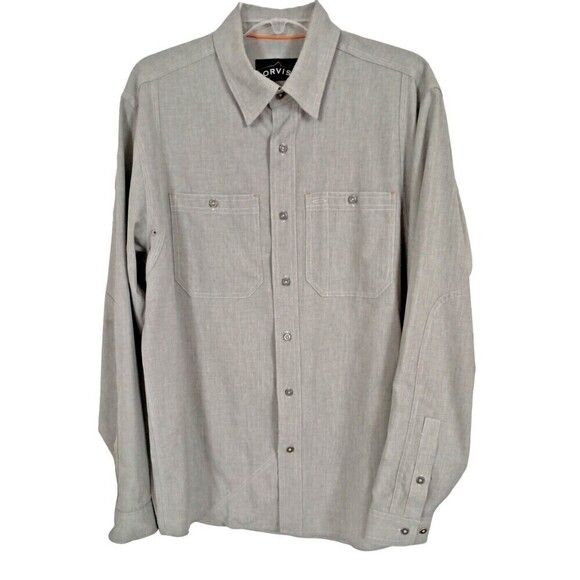 Orvis Shirt Mens Medium Up Outdoor Green Underarm Venting Long Sleeves - Picture 1 of 10